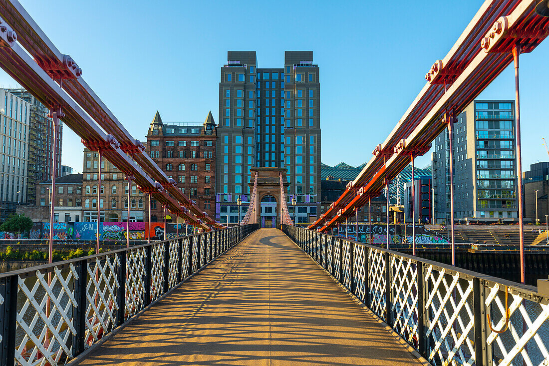 South Portland Street Hängebrücke, Fluss Clyde, Glasgow, Schottland, Vereinigtes Königreich, Europa