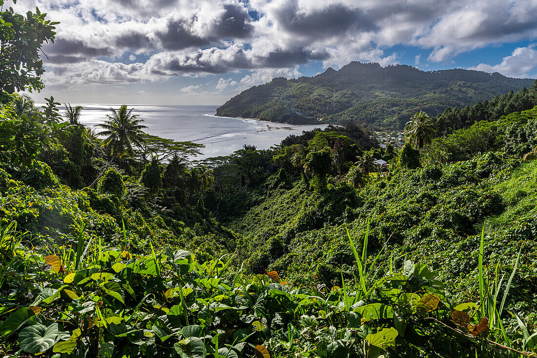 View over Avera, Rurutu, Austral islands, French Polynesia, South Pacific, Pacific