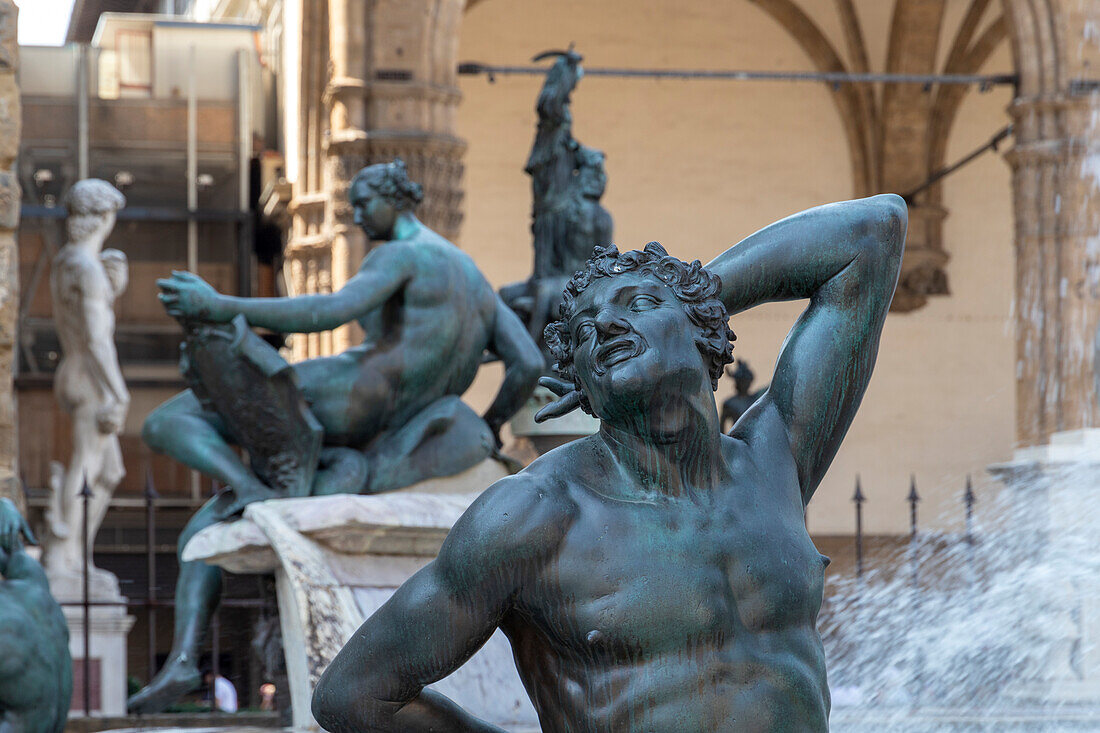 Neptunbrunnen auf der Piazza Signoria, Florenz, UNESCO-Weltkulturerbe, Toskana, Italien, Europa