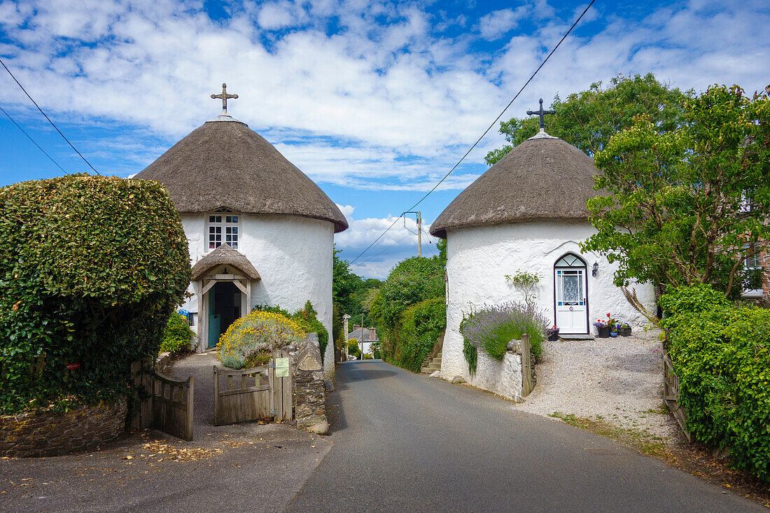 Round Houses, Veryan, The Roseland, Cornwall, England, Vereinigtes Königreich, Europa
