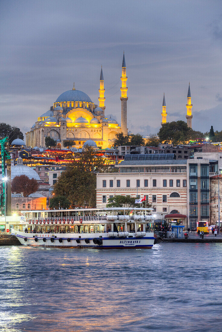 Abend, Süleymaniye-Moschee, gegründet 1550, UNESCO-Welterbe, Istanbul, Türkei, Europa