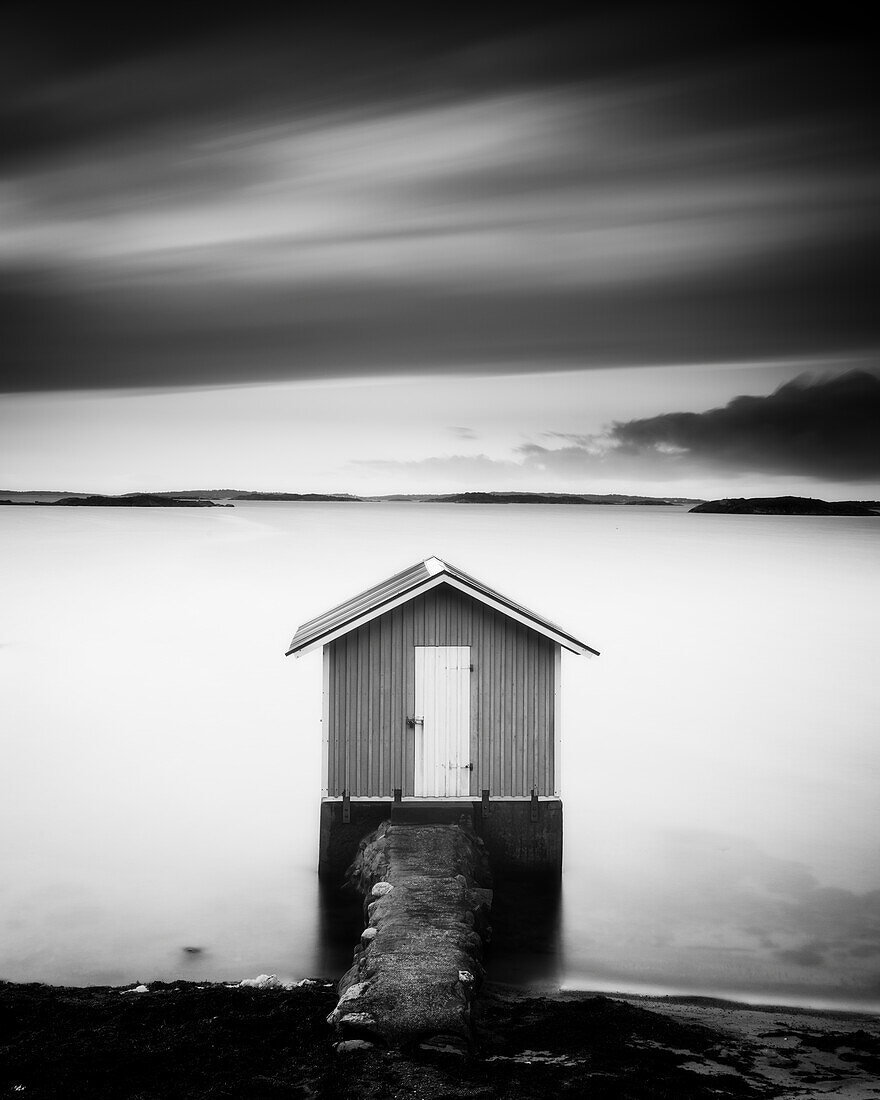 Wooden hut at coast