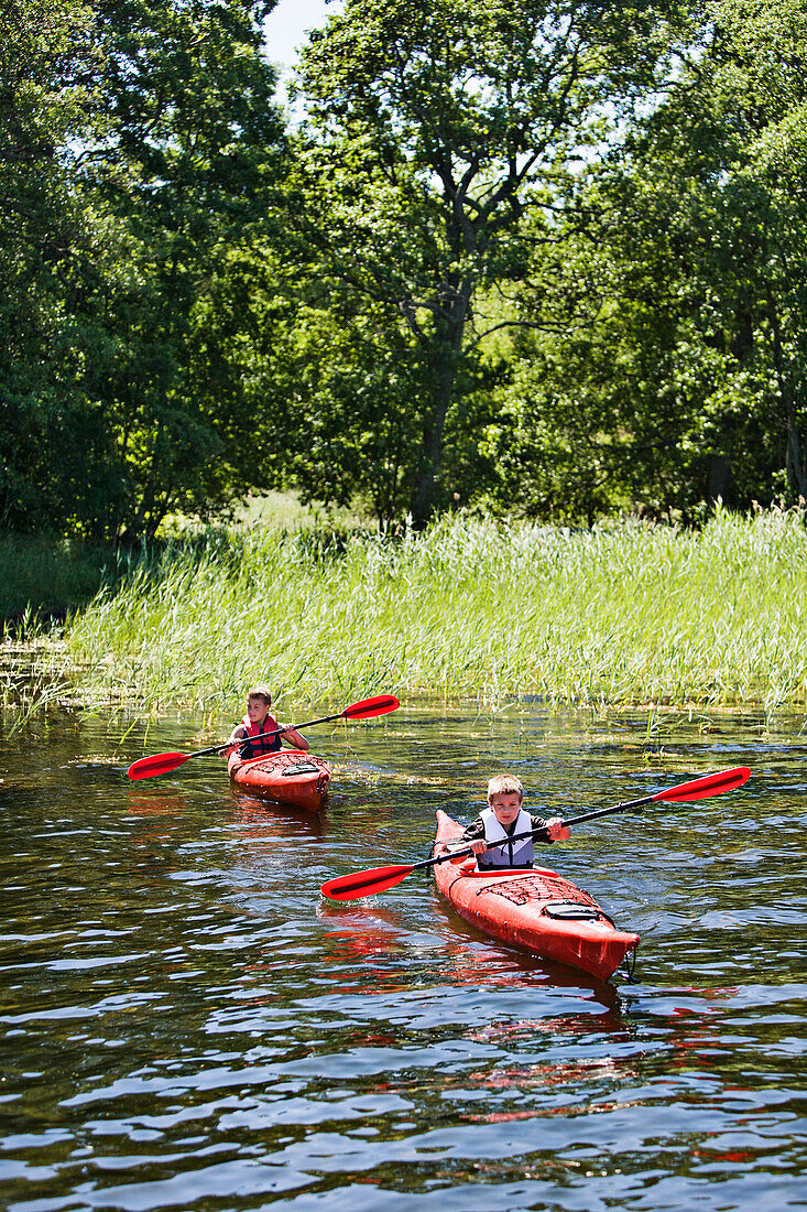 Children kayaking