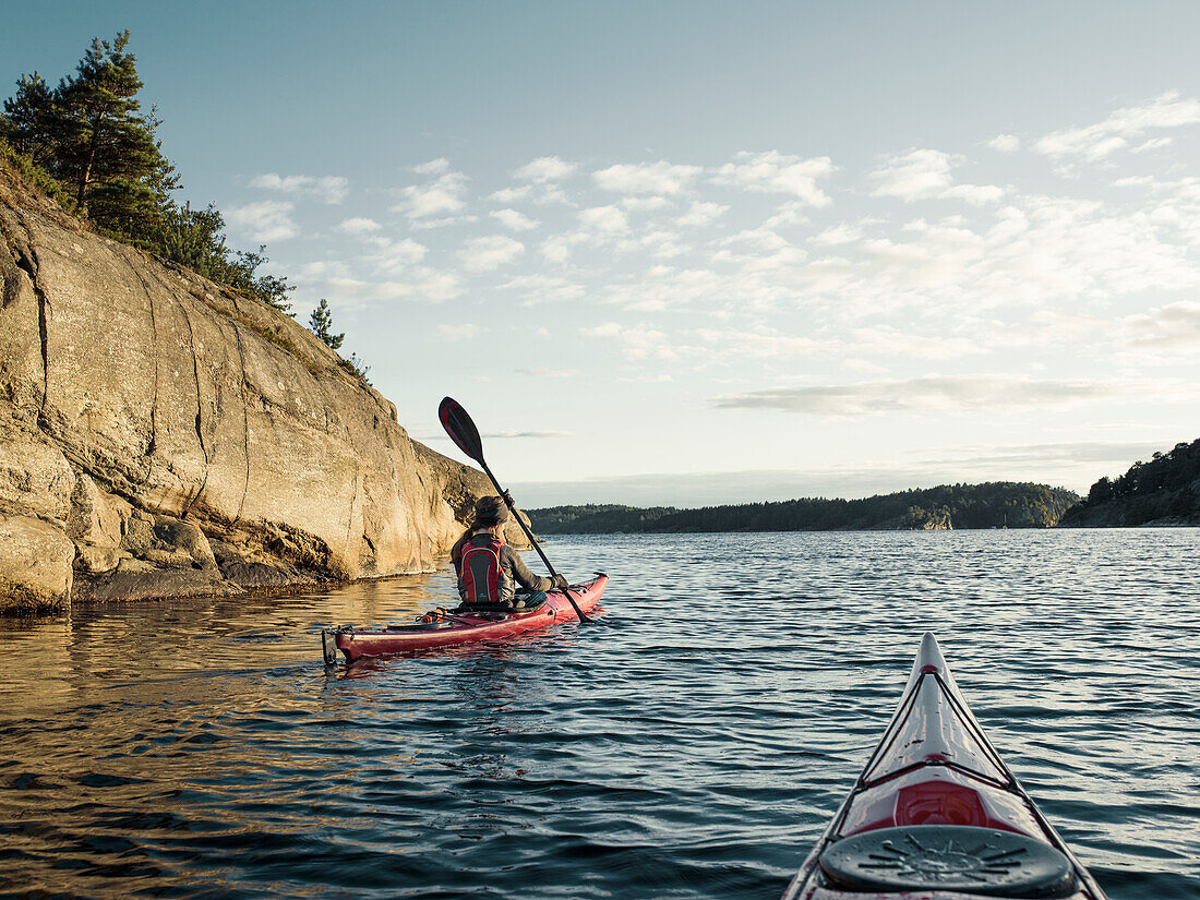 Kayaking on lake