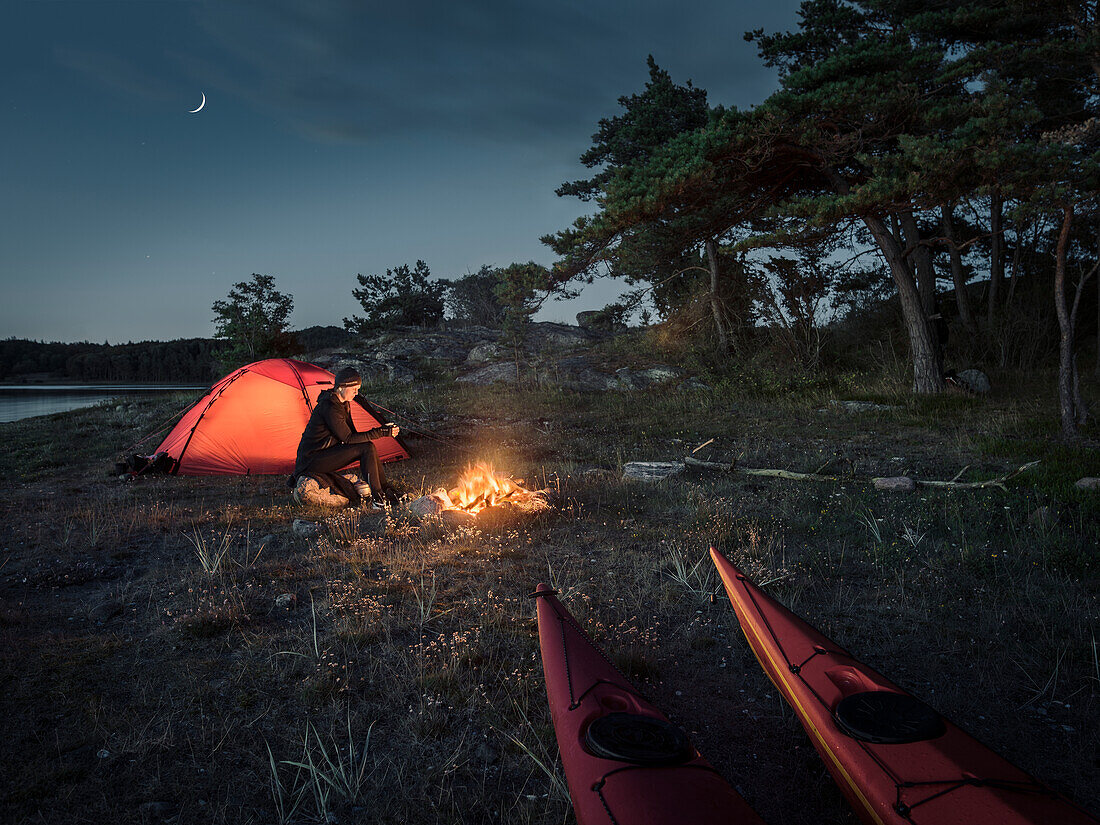 Tent at lake