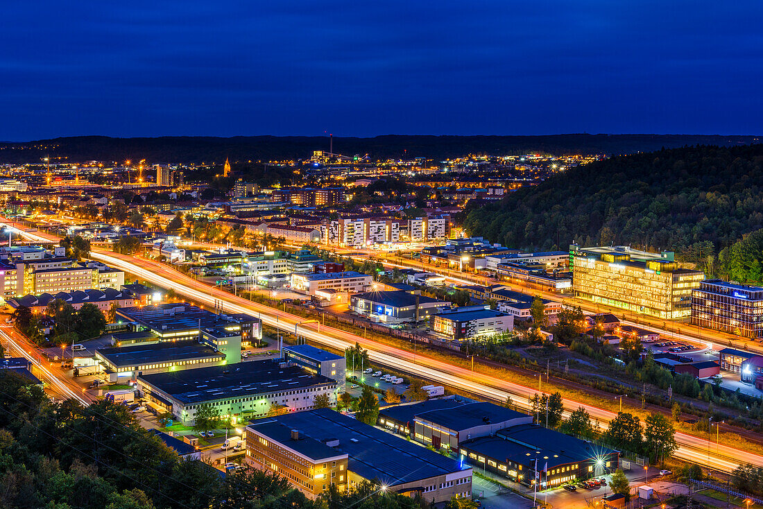 Illuminated city at night