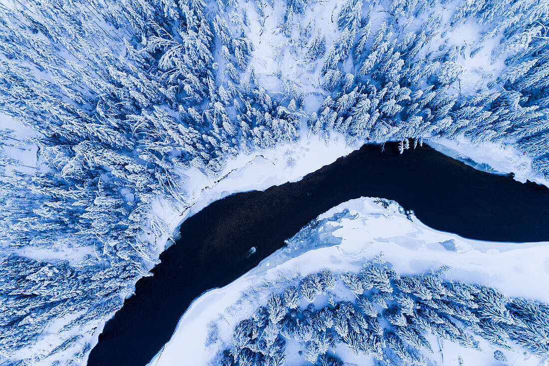 Winter landscape with river