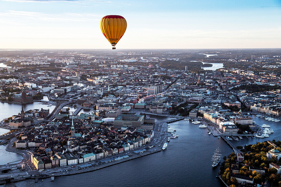 Hot air balloon over Stockholm, Sweden