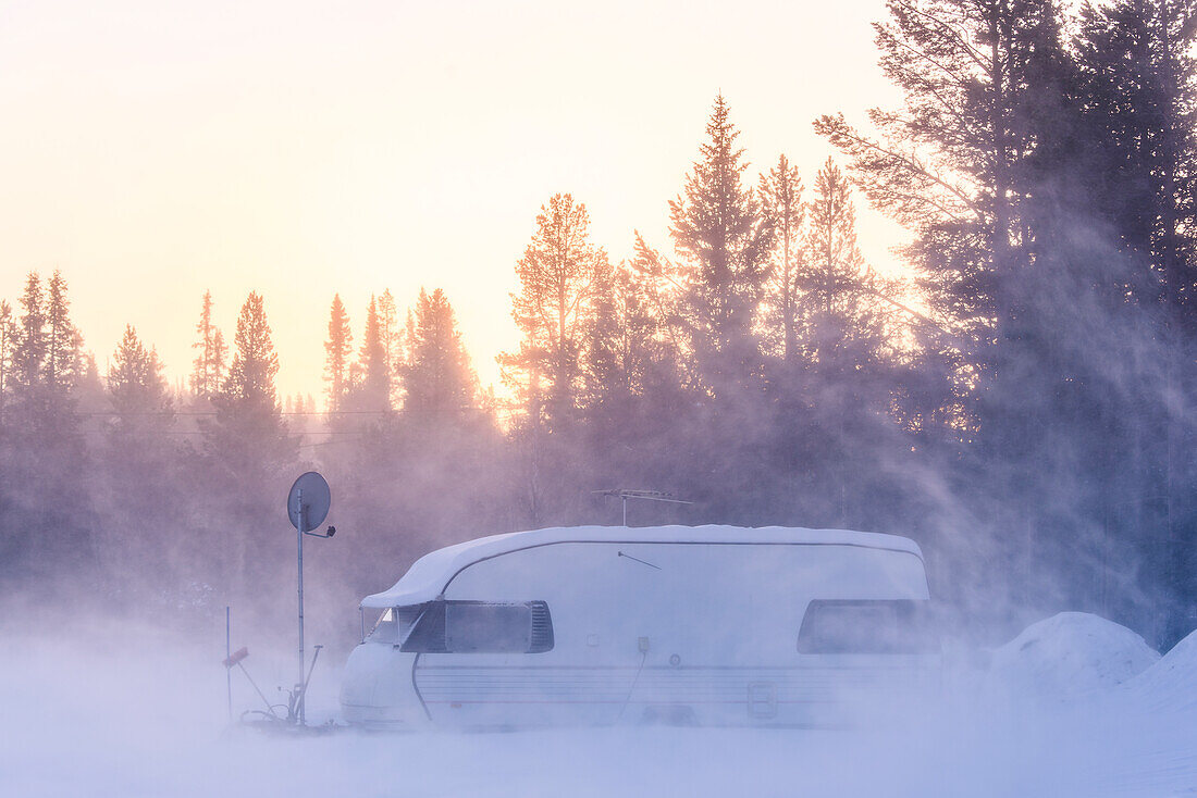 Travel trailer at winter