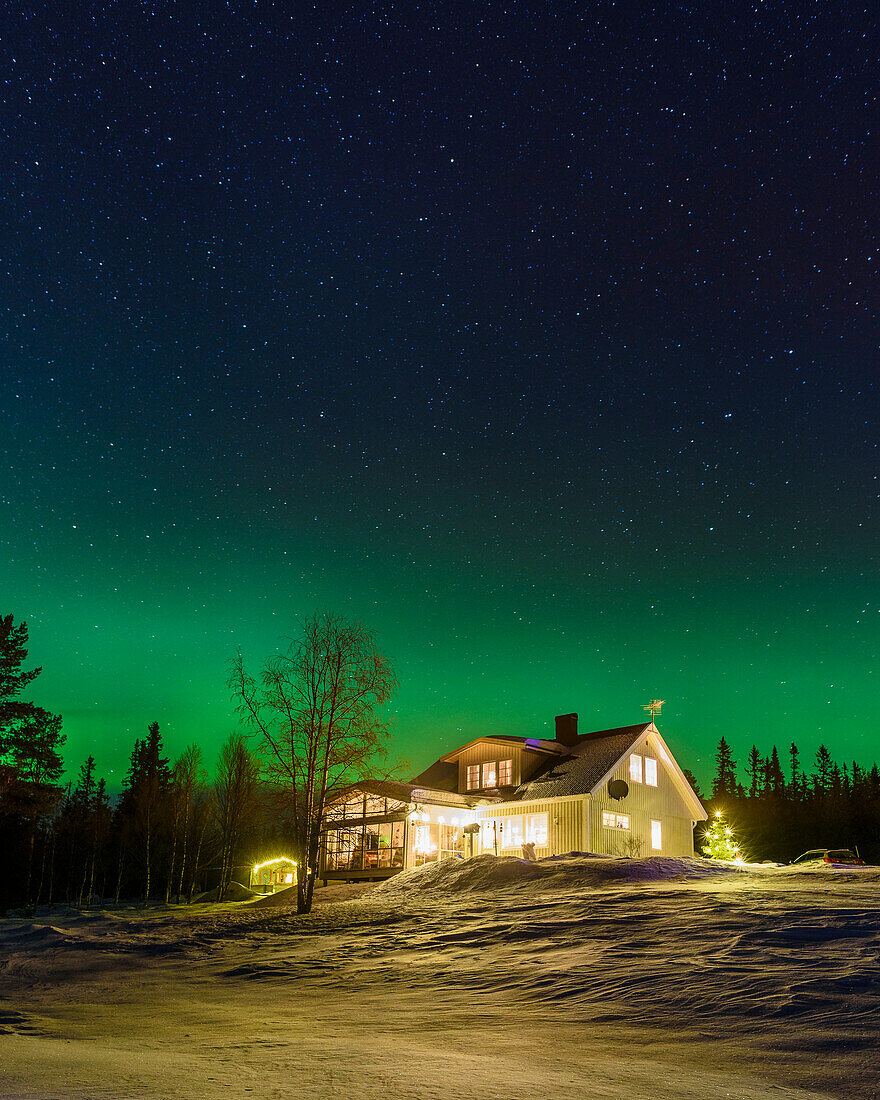 Illuminated house at night