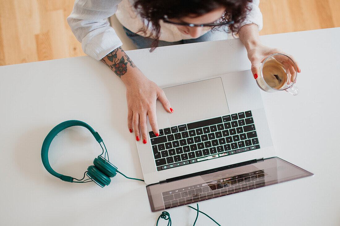 Woman using laptop