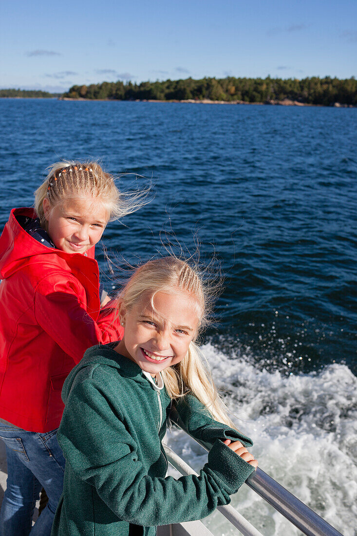 Two friends on a boat