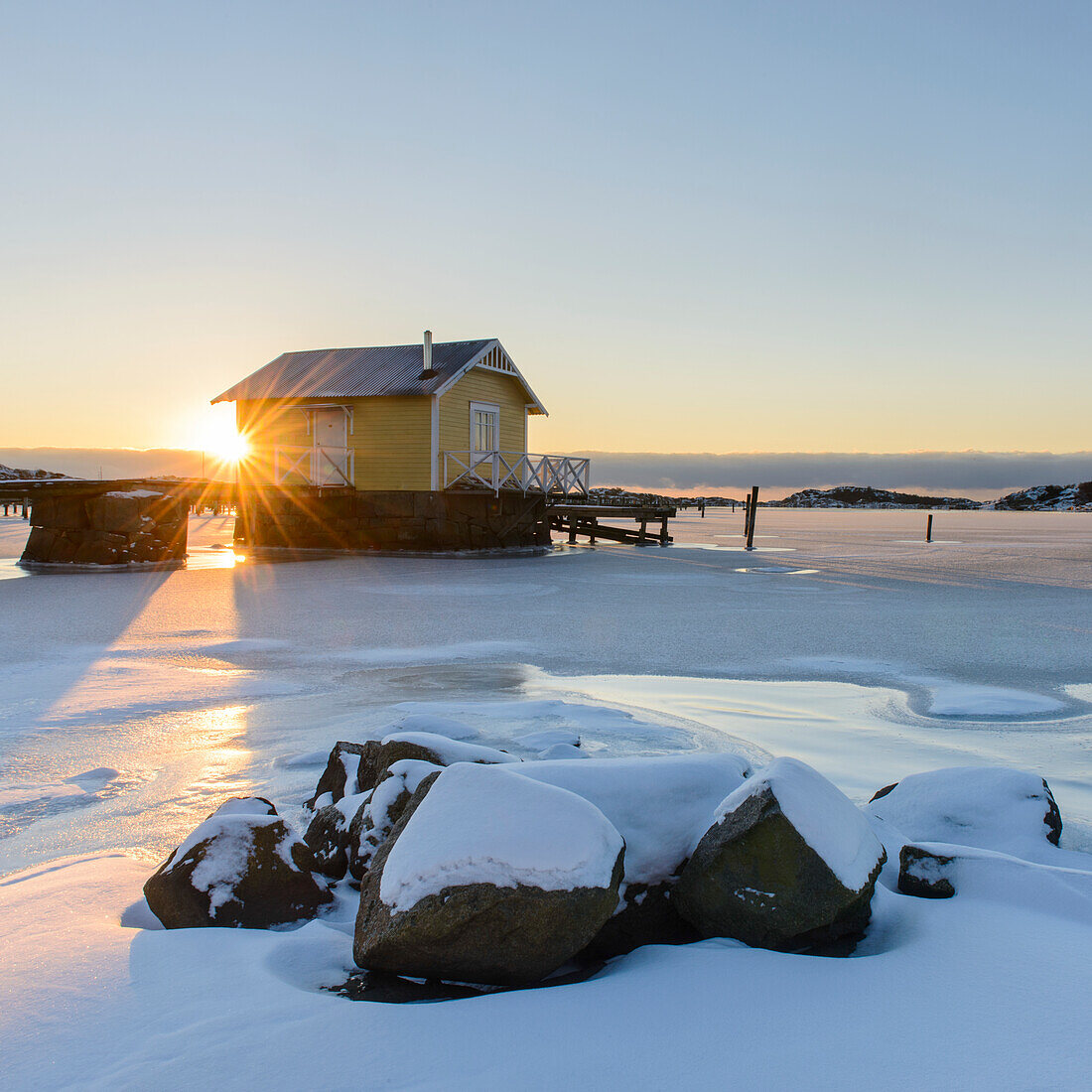 Wooden house at coast