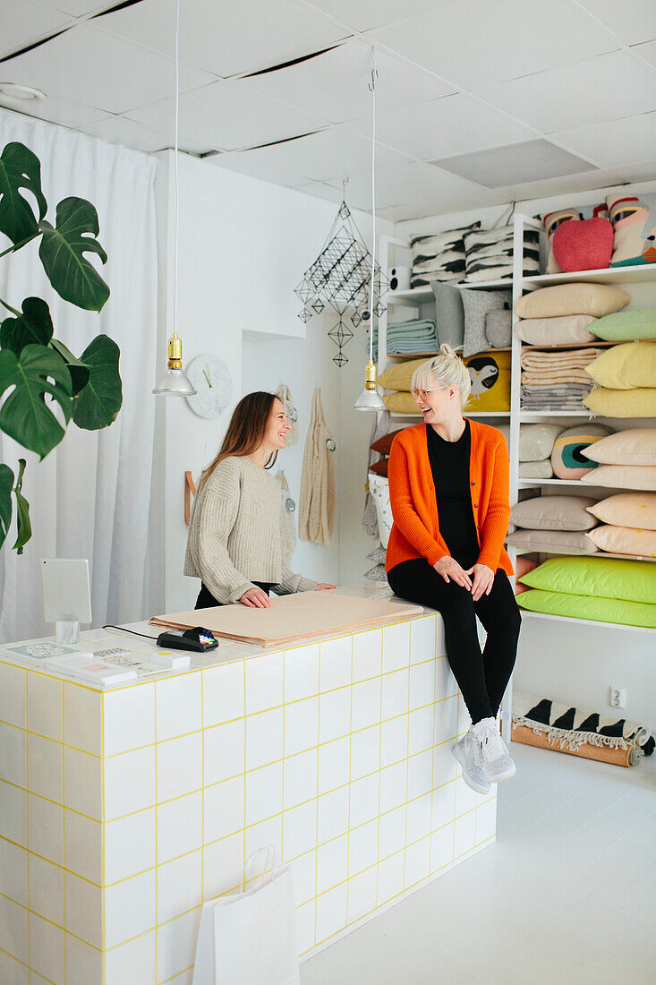 Women working in shop