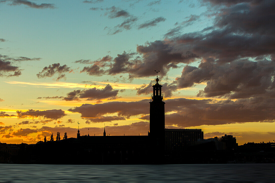 Silhouette of Stockholm City Hall, Stockholm, Sweden