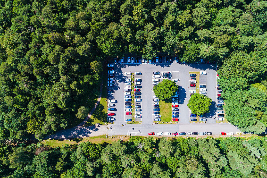 Aerial view of parking