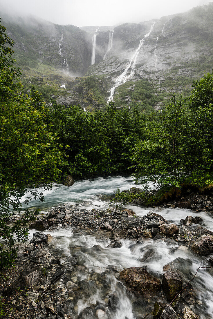 Waterfall in mountains