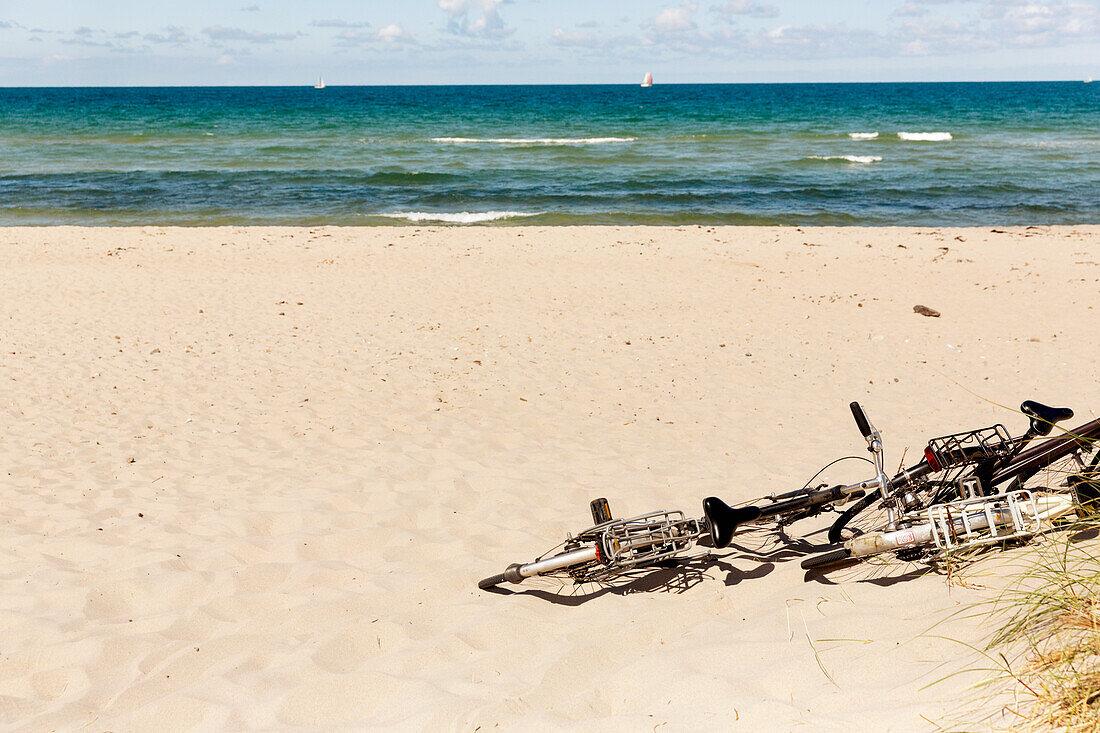 Bicycles on sandy beach