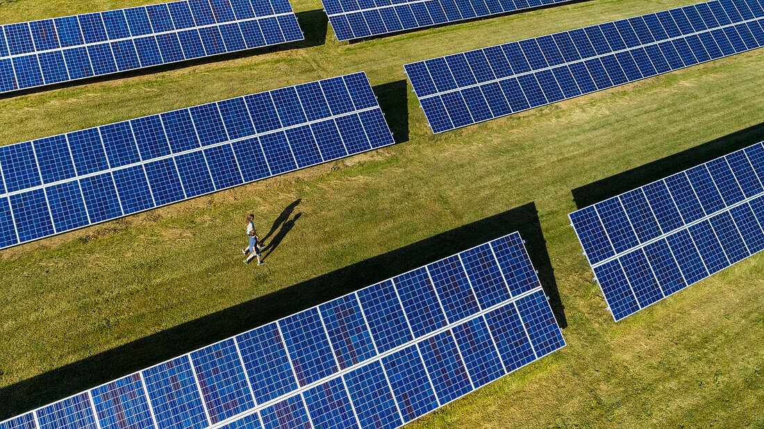 Aerial view of solar panels