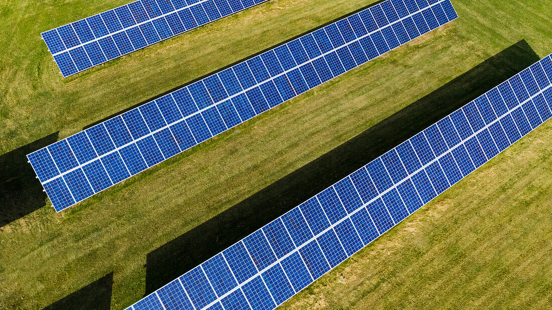 Aerial view of solar panels