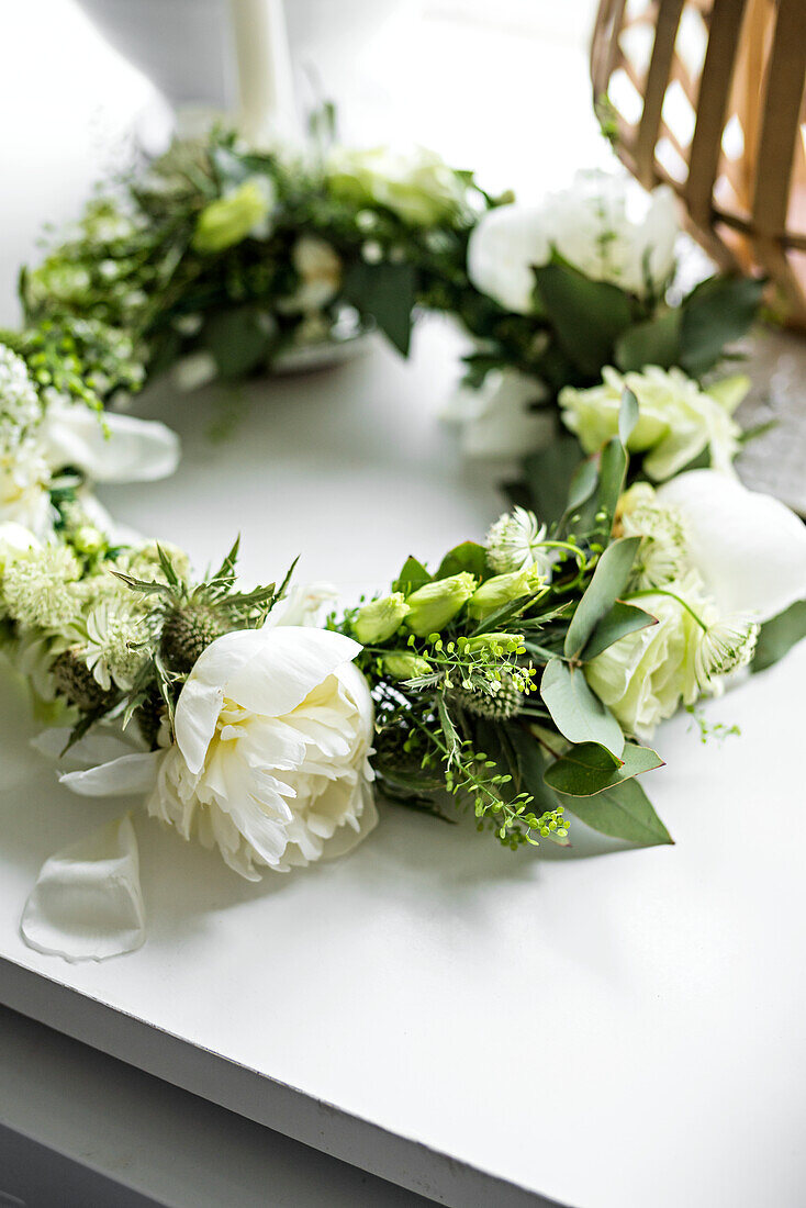 Wreath on table