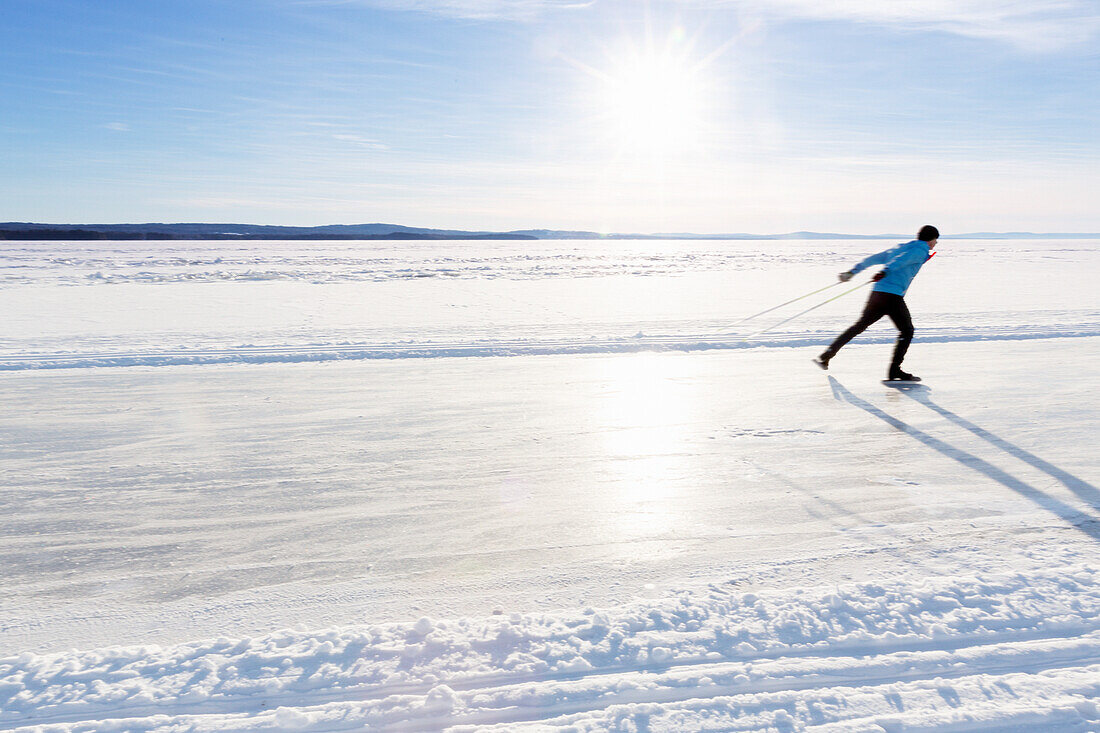 Long distance skater on ice