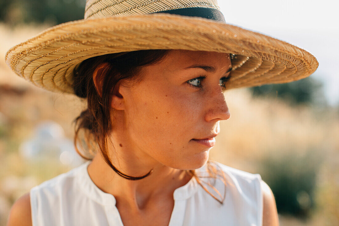 Attractive woman in rural area