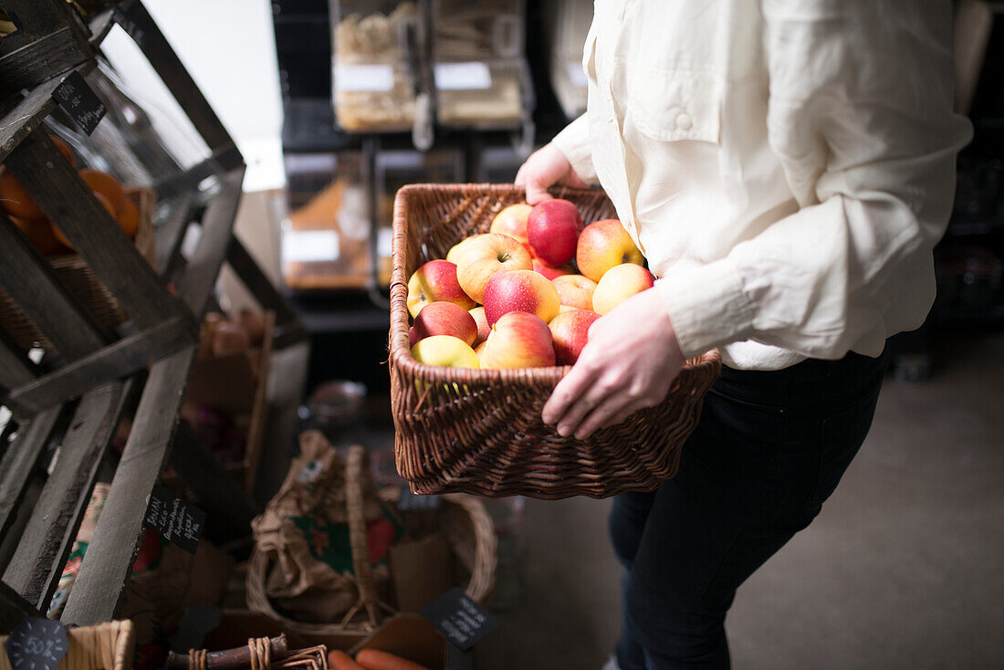 Woman working in organic shop