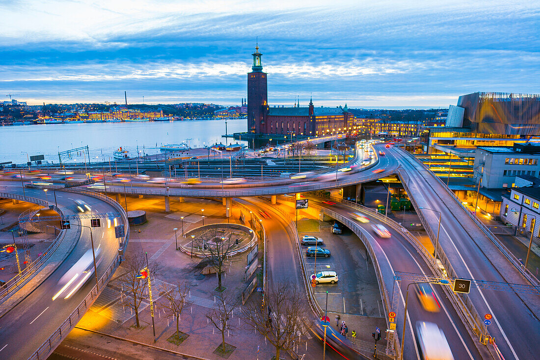 City traffic at dusk