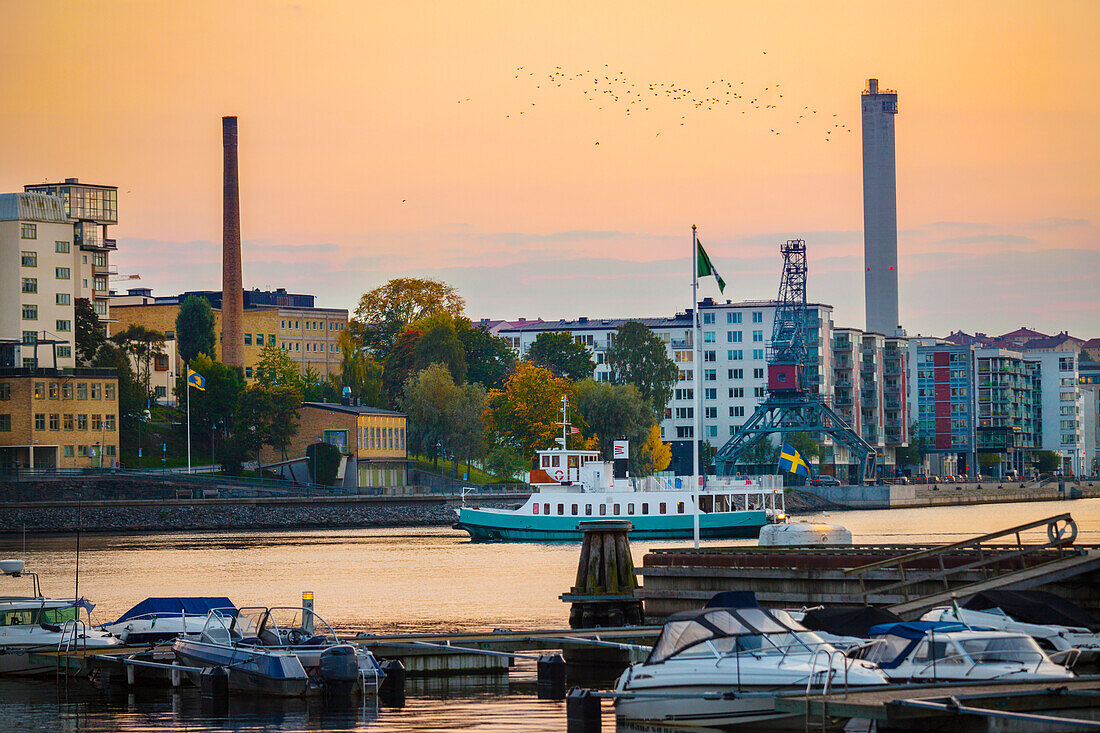 City waterfront at sunset