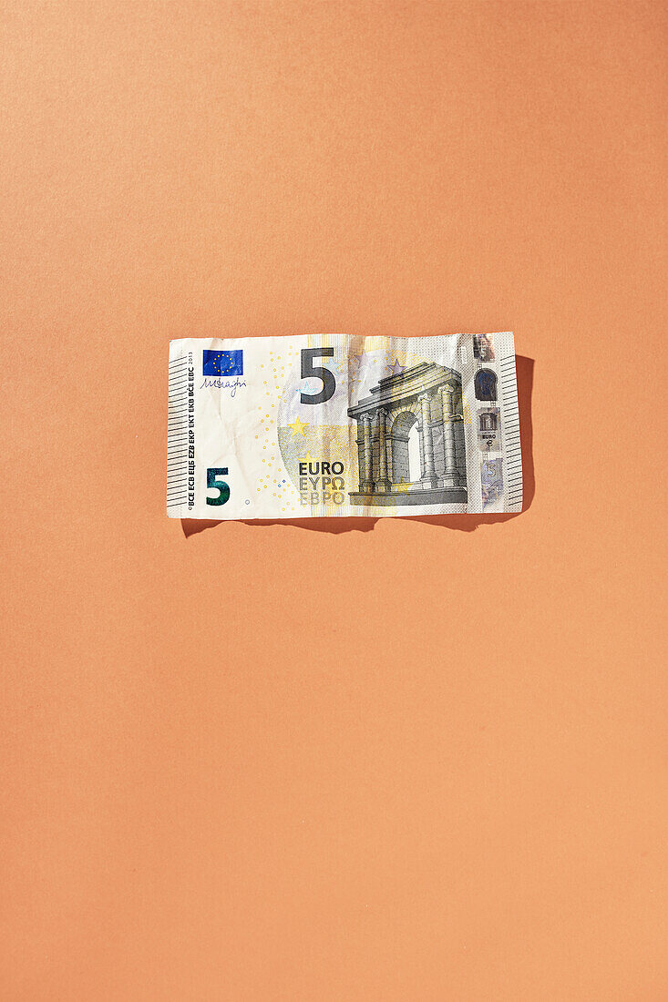 Five Euro note, studio shot