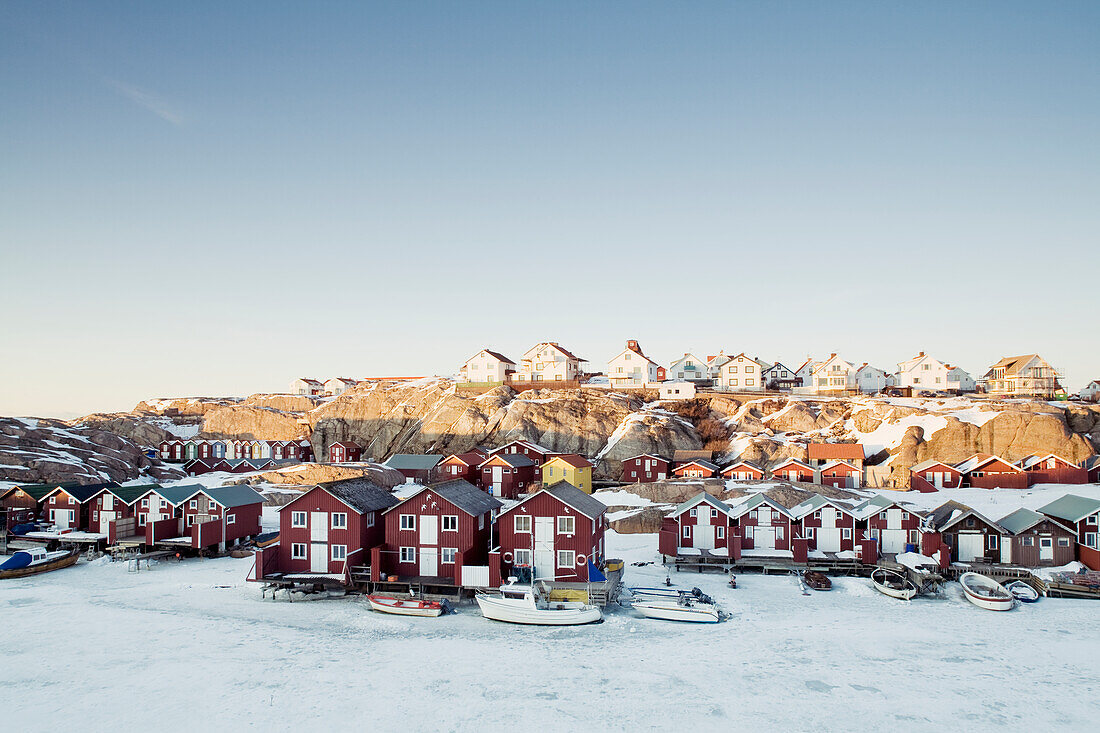 Boat houses at sea