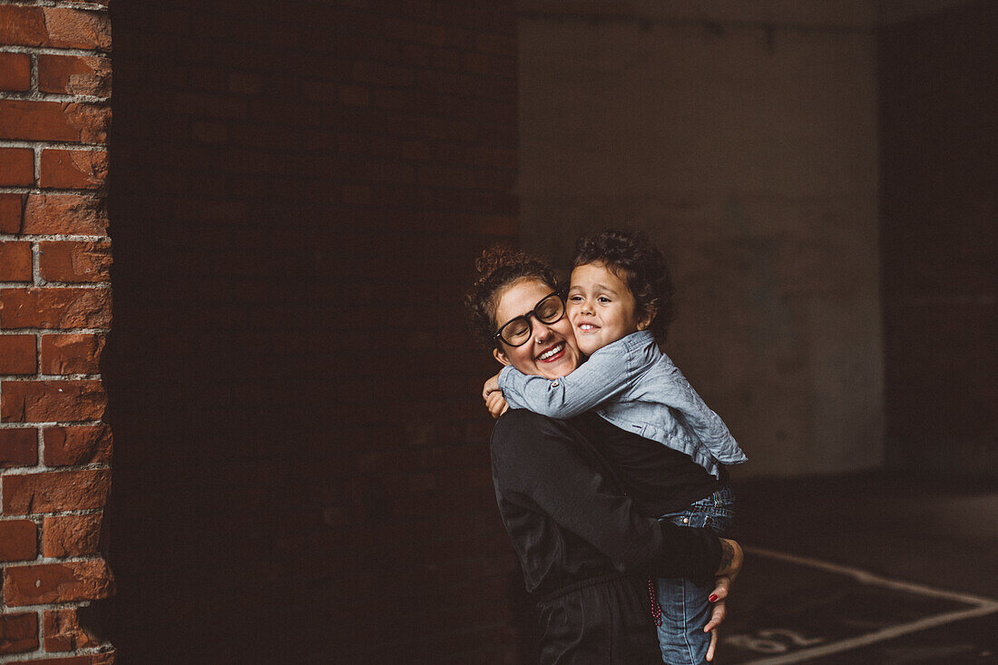 Son and mum hugging