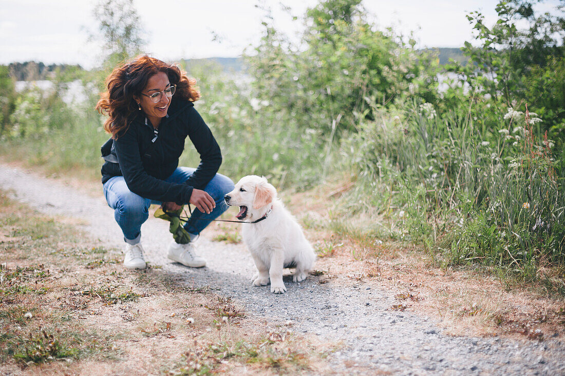 Woman with puppy