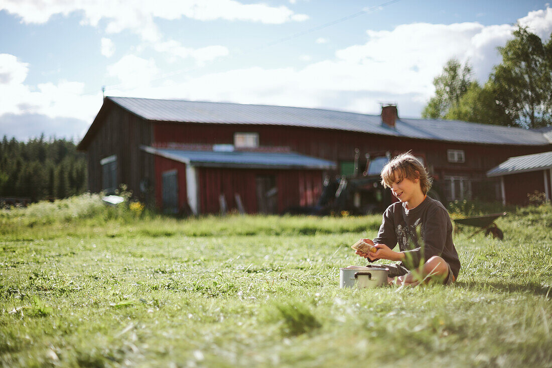 Boy in garden