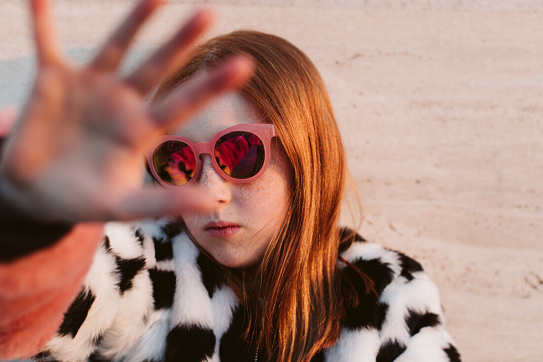 Portrait of teenage girl wearing fashionable clothes