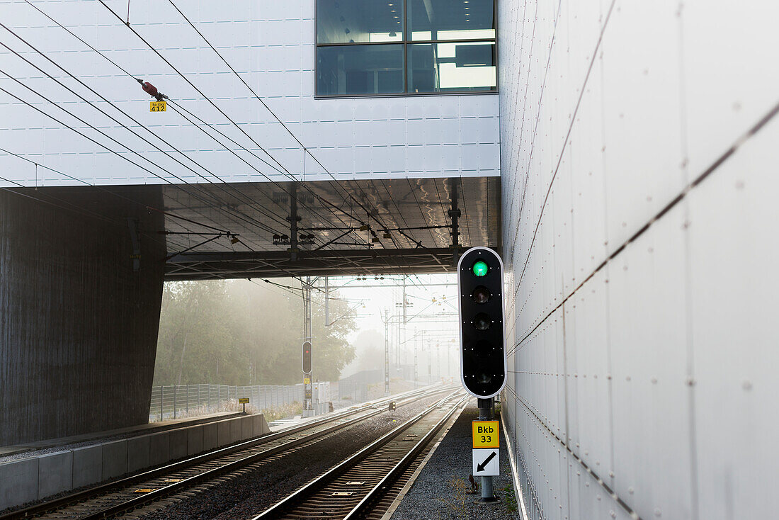 Green light on train track
