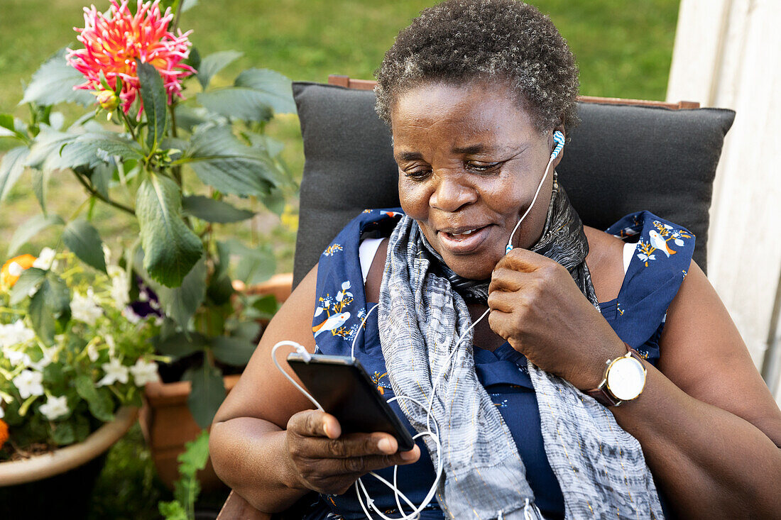 Woman talking through phone