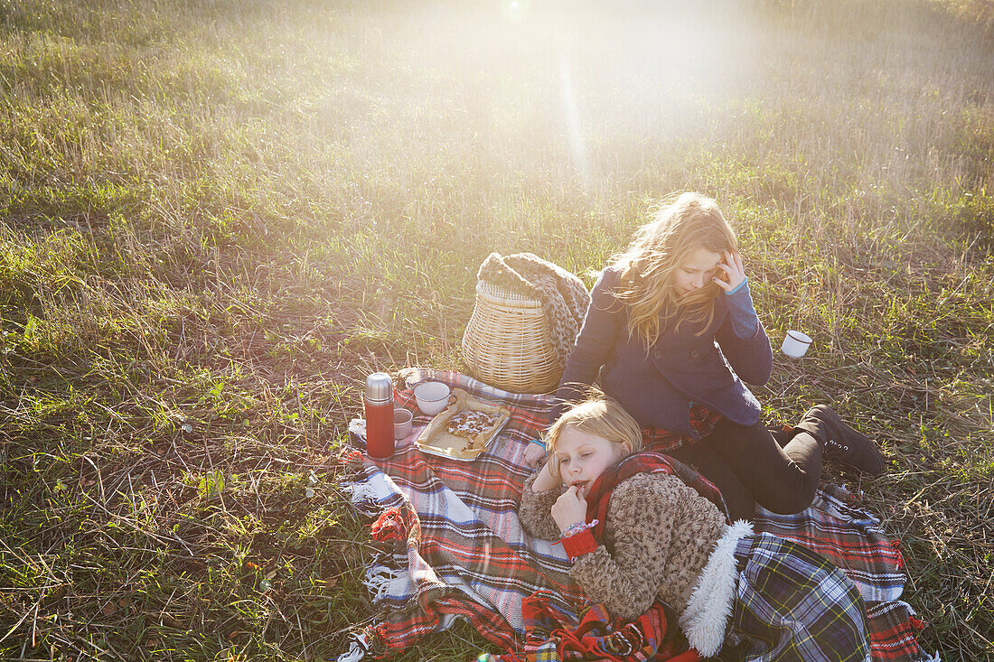 Girls having picnic