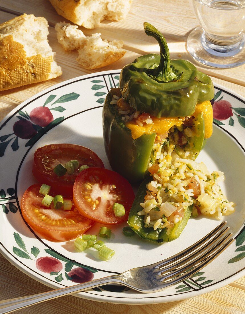 Peppers stuffed with herbs and rice