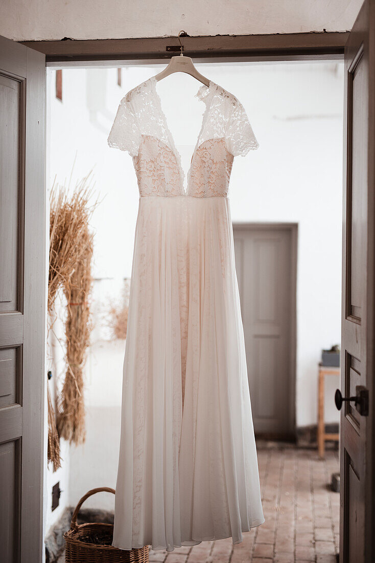 Wedding dress hanging