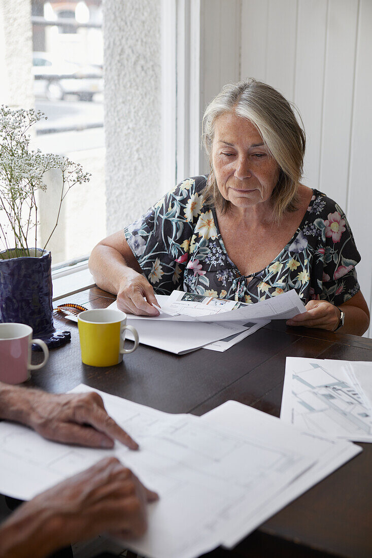 Senior woman doing paperwork