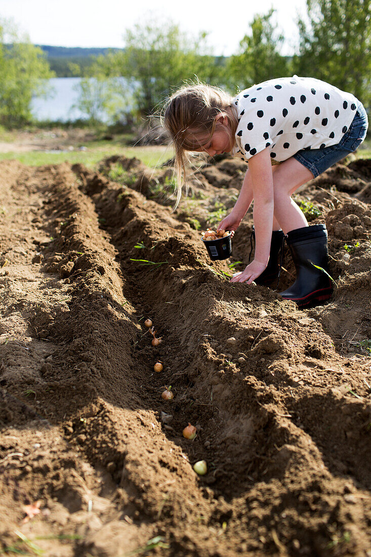 Girl planting bulbs