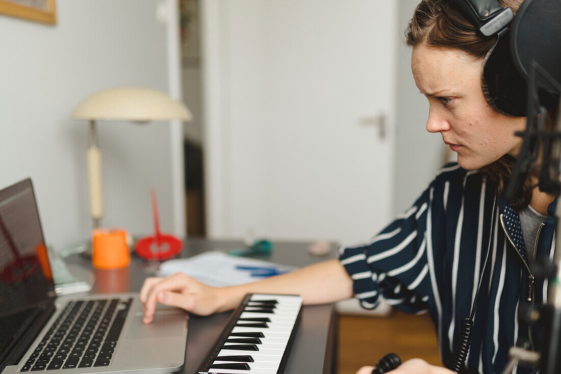 Woman using laptop