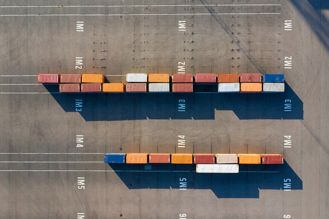 Aerial view of cargo containers