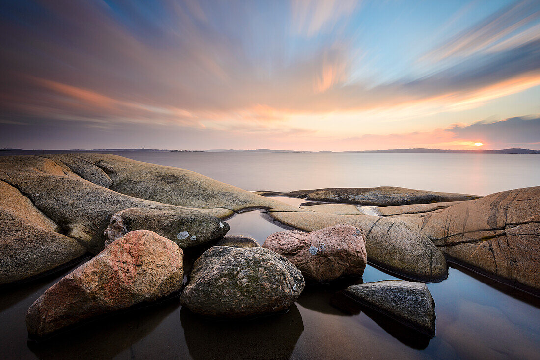 Rocky coast at sunset