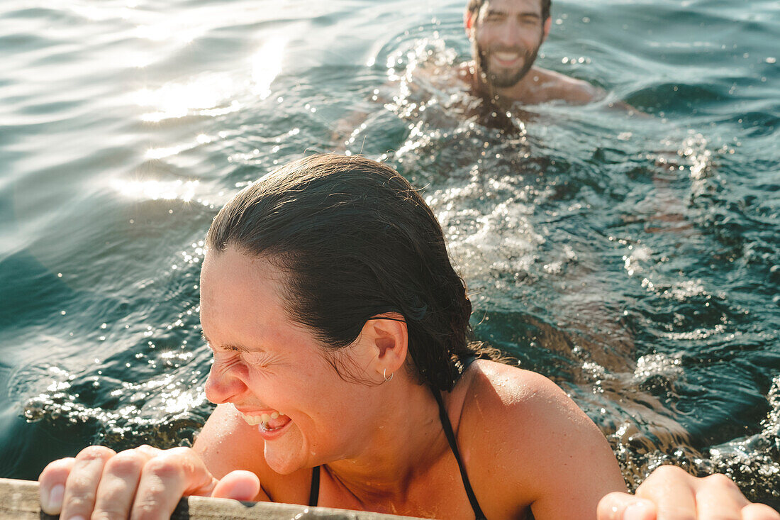 Happy woman in sea