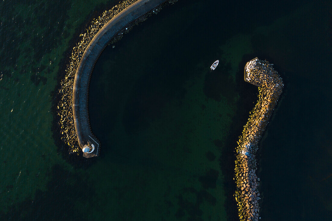 Aerial view of breakwaters