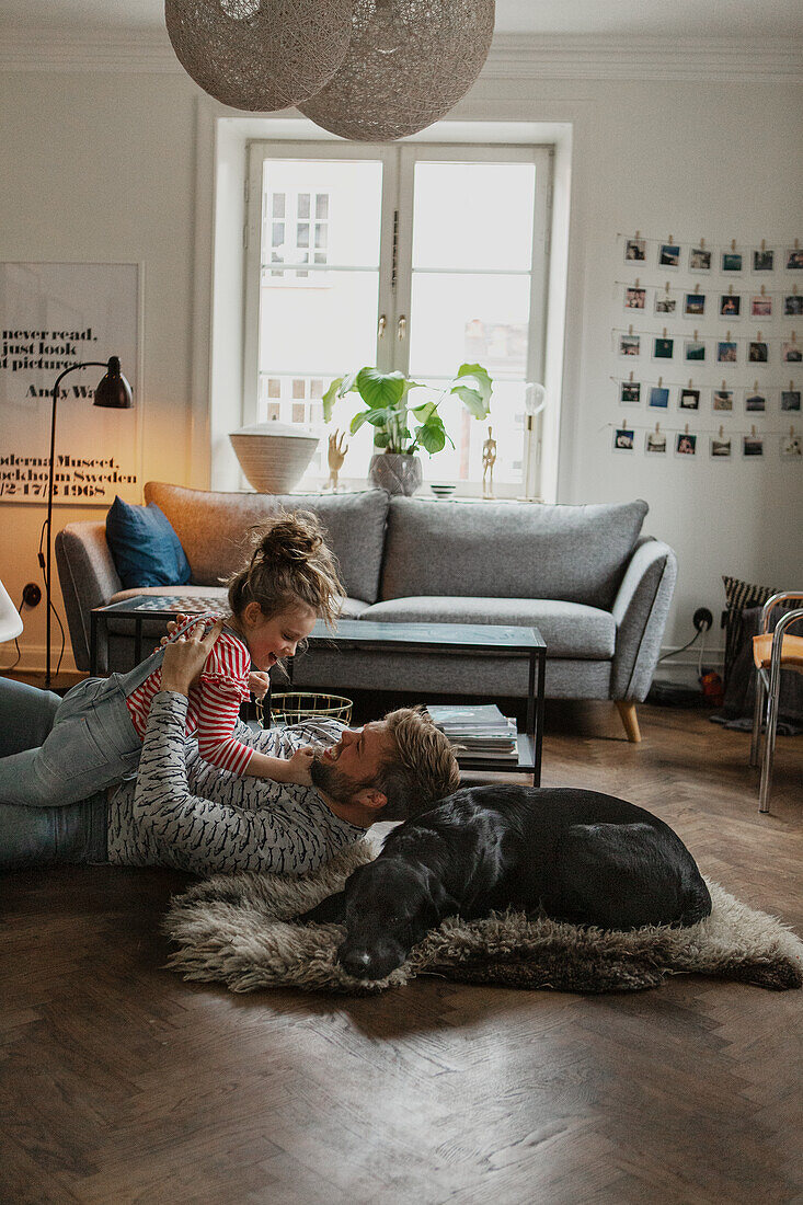 Father and daughter playing