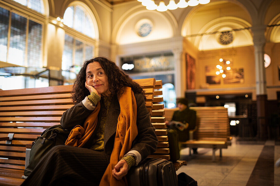 Woman waiting on train station